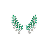 4.56ct Emerald & Diamond 18K Gold Ear Climber Earrings