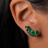 2.71ct Emerald 18K Gold Cluster Climber Earrings