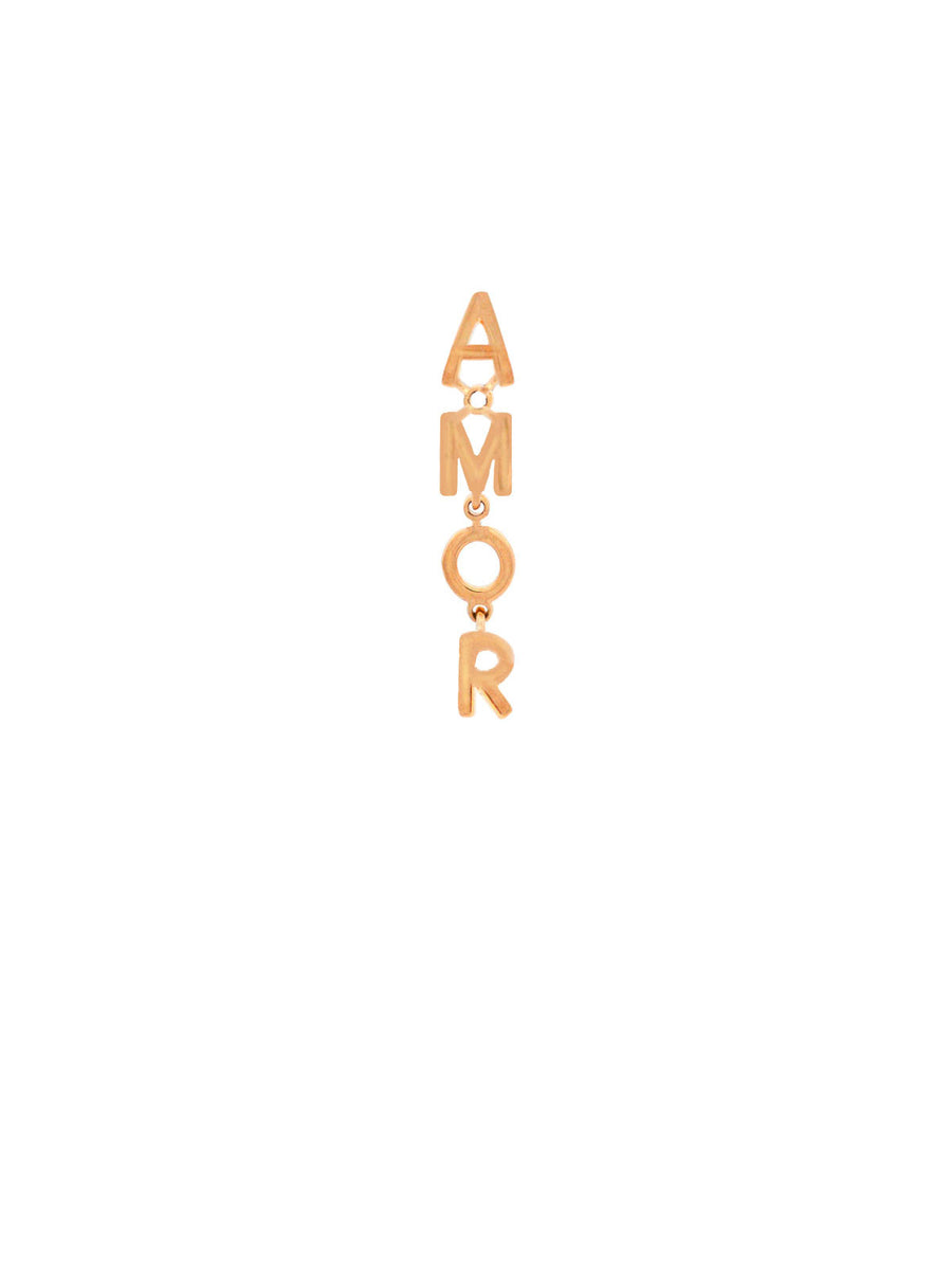 18K Gold Amor Single Dangle Drop Earrings