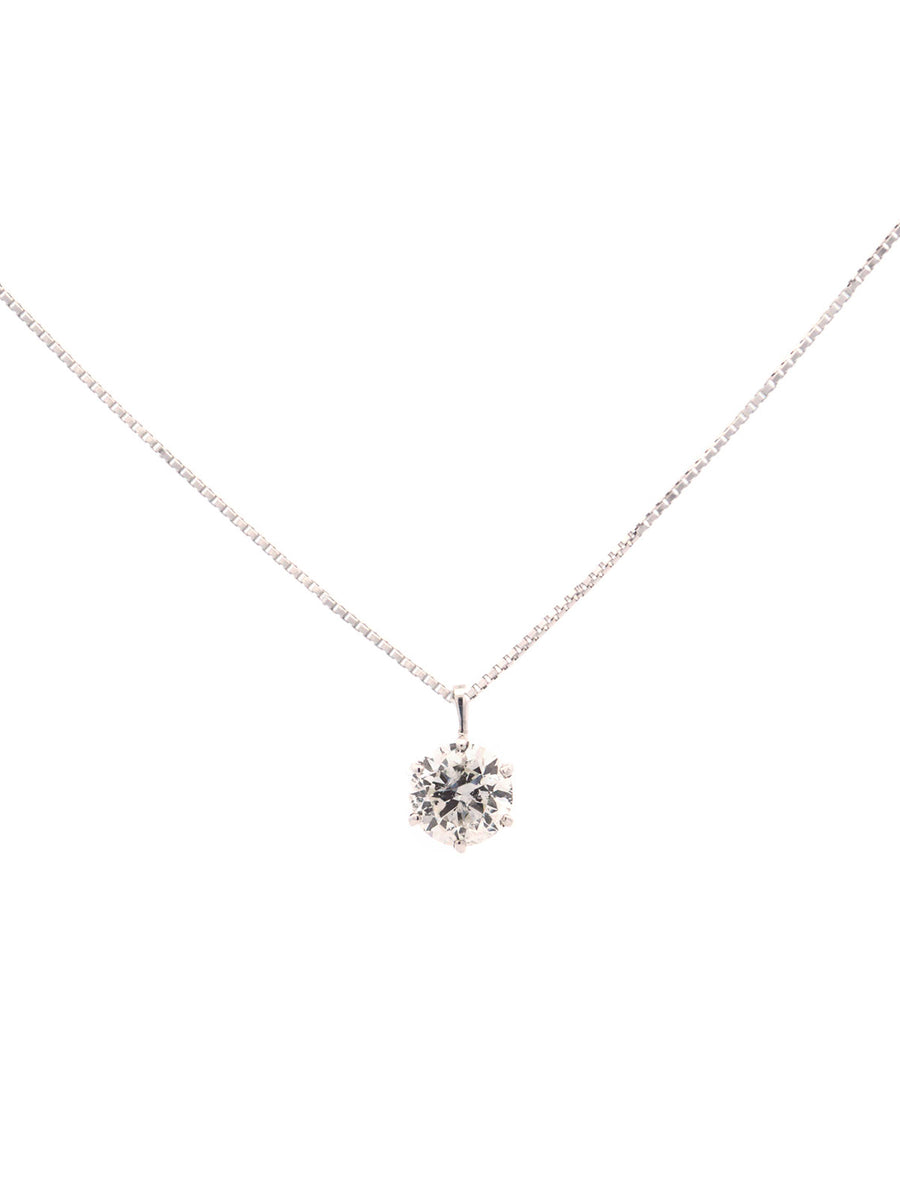 1.00ct Diamond 18K Gold Round Solitaire Necklace