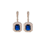 5.22ct Diamond Sapphire 14K Gold Dangle Drop Earrings
