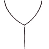 2.14ct Black & White Diamond 18K Gold Drop Tennis Necklace