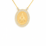 0.90ct Diamond 18K Gold Lady of Aparecida Pendant Necklace