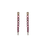 6.85ct Diamond Pink Sapphire 18K Gold Linear Drop Earrings