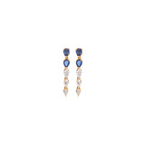 1.20ct Diamond Sapphire 18K Gold Dangle Drop Earrings