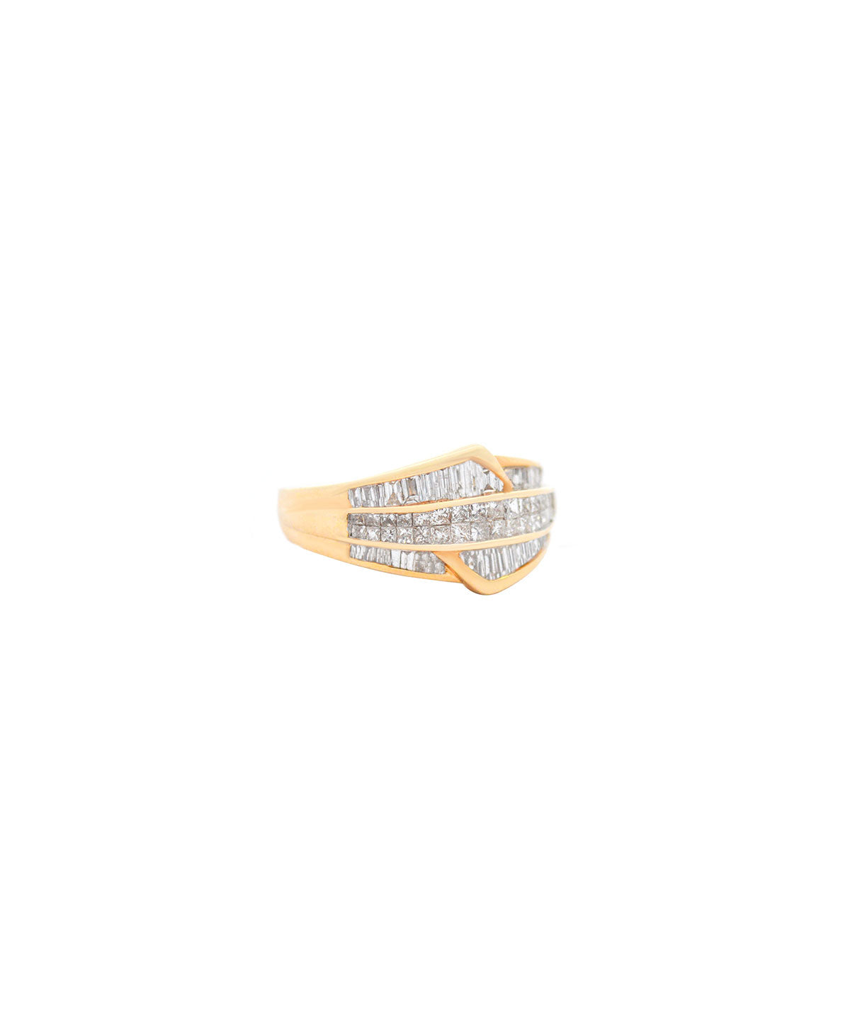 1.00ct Diamond 14K Gold Baguette Princess Cluster Ring