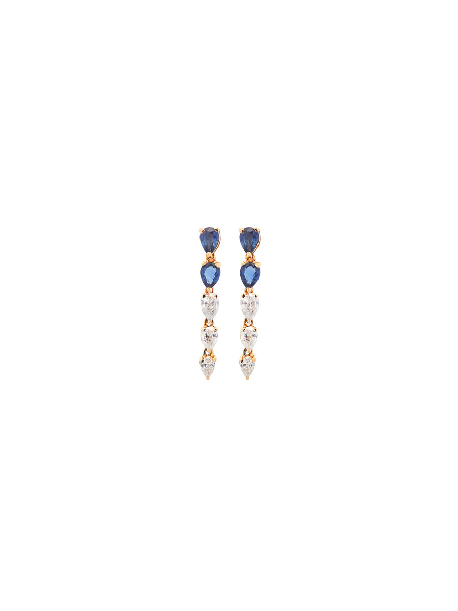 1.20ct Diamond Sapphire 18K Gold Dangle Drop Earrings