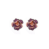 2.31ct Diamond Ruby 14K Gold Flower Stud Earrings