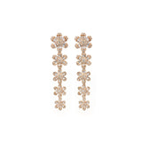 3.00ct Diamond 14K Gold Linear Flower Cascade Earrings