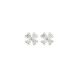3.46ct Diamond 18K Gold Heart Cut Clover Stud Earrings
