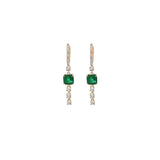 1.70ct Diamond Emerald 14K Gold Dangle Drop Hoop Earrings