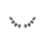 2.60ct Diamond Sapphire 18K Gold Climber Earrings
