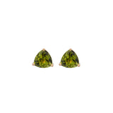 2.50ct Peridot 14K Gold Trillion Stud Earrings