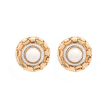 0.75ct Diamond Pearl 14K Gold Statement Stud Earrings