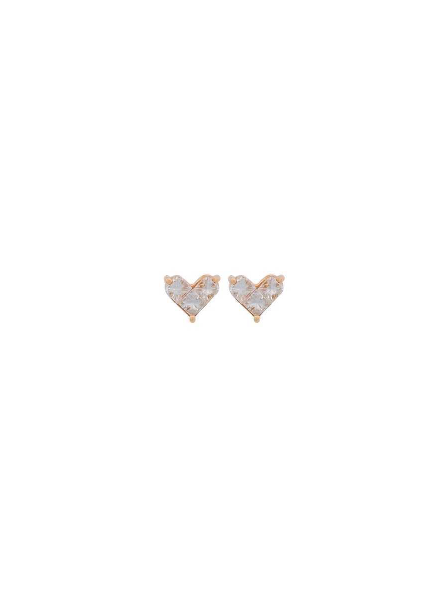 0.48ct Diamond 18K Gold Invisible Set Heart Earrings