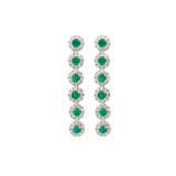 3.00ct Diamond Emerald 14K Gold Linear Cascade Earrings