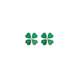 3.25ct Emerald 18K Gold Heart Cut Clover Stud Earrings