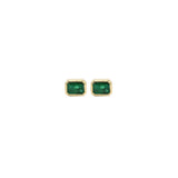 1.19ct Emerald 14K Gold Dainty Bezel Earrings