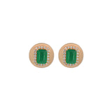2.40ct Diamond Emerald 18K Gold Button Stud Earrings