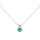 1.05ct Diamond Emerald 18K Gold Heart Necklace