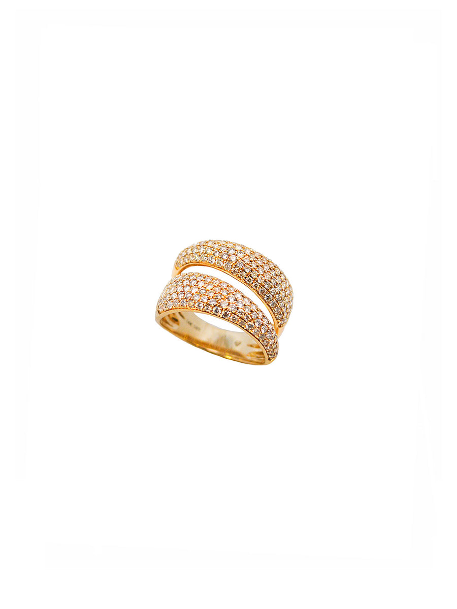 1.37cts Diamond 14K Gold Pave Double Row Ring