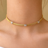 1.21ct Diamond 18K Italian Gold Choker Necklace