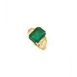 10.32ct Emerald Citrine 18K Gold Three Stone Cocktail Ring