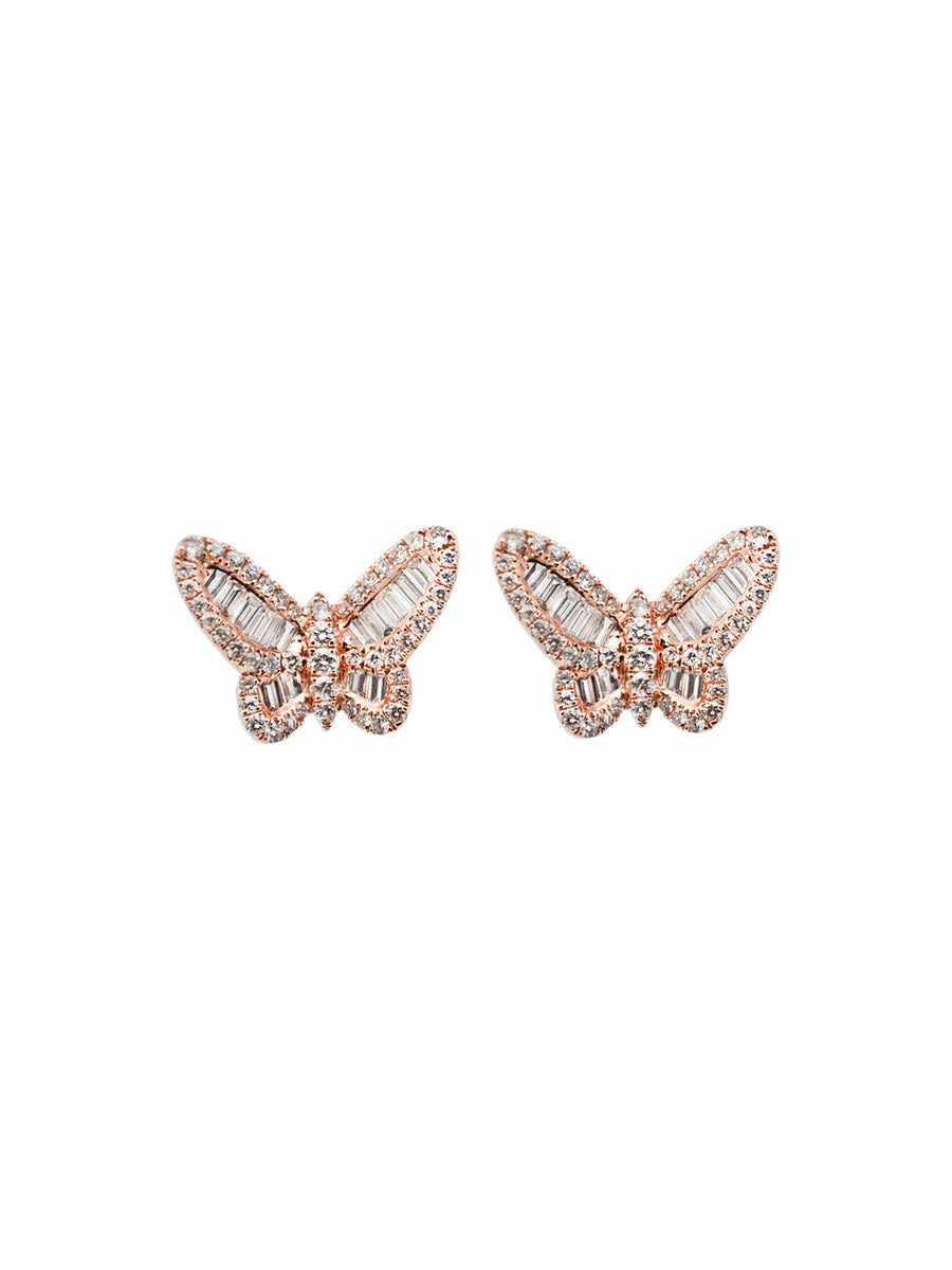 1.77ct Diamond 18K Gold Invisible Set Butterfly Earrings
