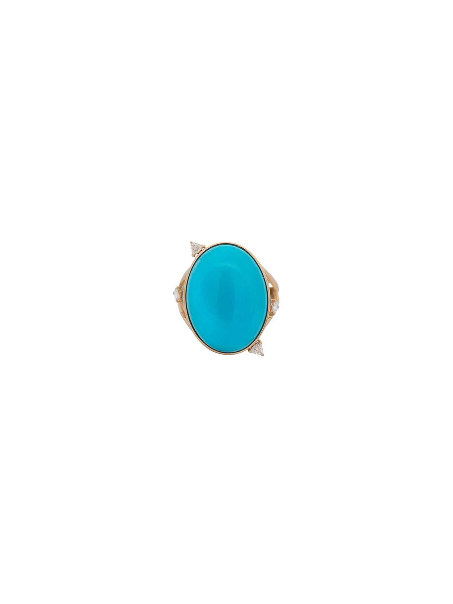 15.61ct Arizona Turquoise Diamonds 18K Gold Cocktail Ring