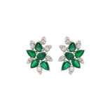 3.95ct Diamond Emerald 18K Gold Cluster Earrings