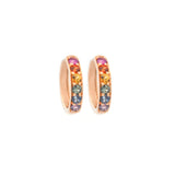 0.60ct Multi Sapphire 14K Gold Huggie Hoop Earrings