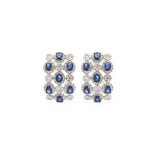 5.40ct Sapphire Diamond 18K Gold Cluster Earrings