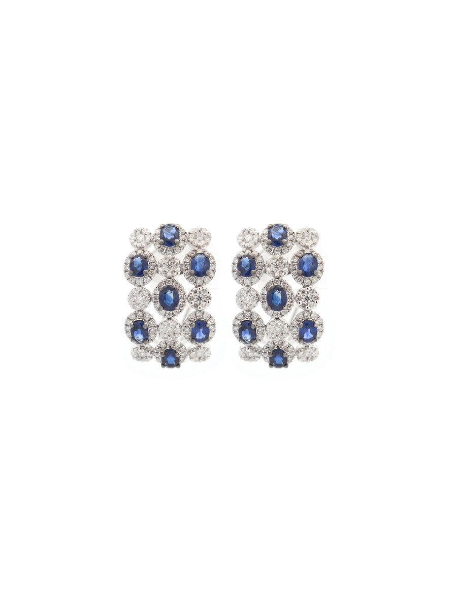 5.40ct Sapphire Diamond Gold Cluster Earrings