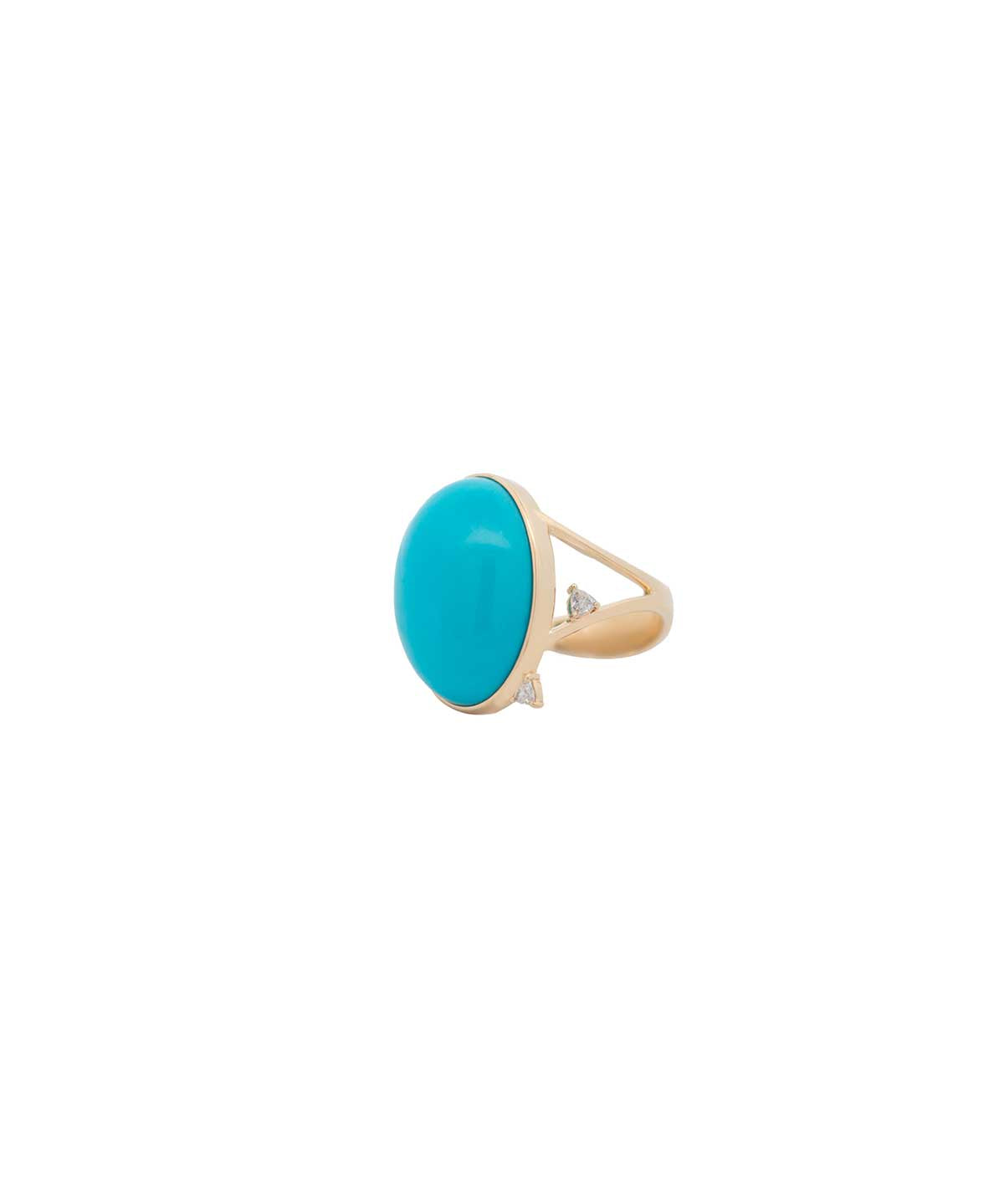 15.61ct Arizona Turquoise Diamonds 18K Gold Cocktail Ring