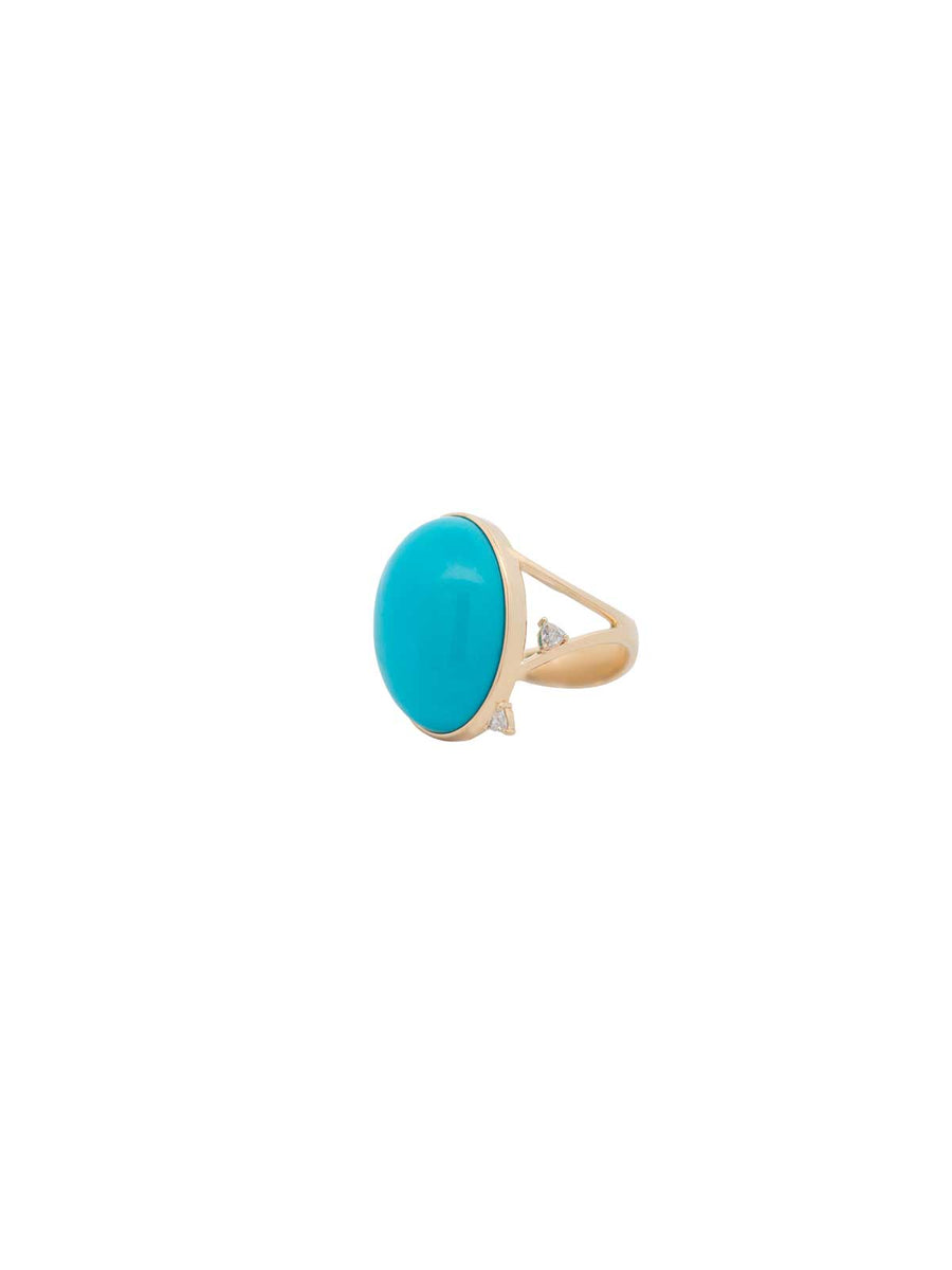 15.61ct Arizona Turquoise Diamonds 18K Gold Cocktail Ring