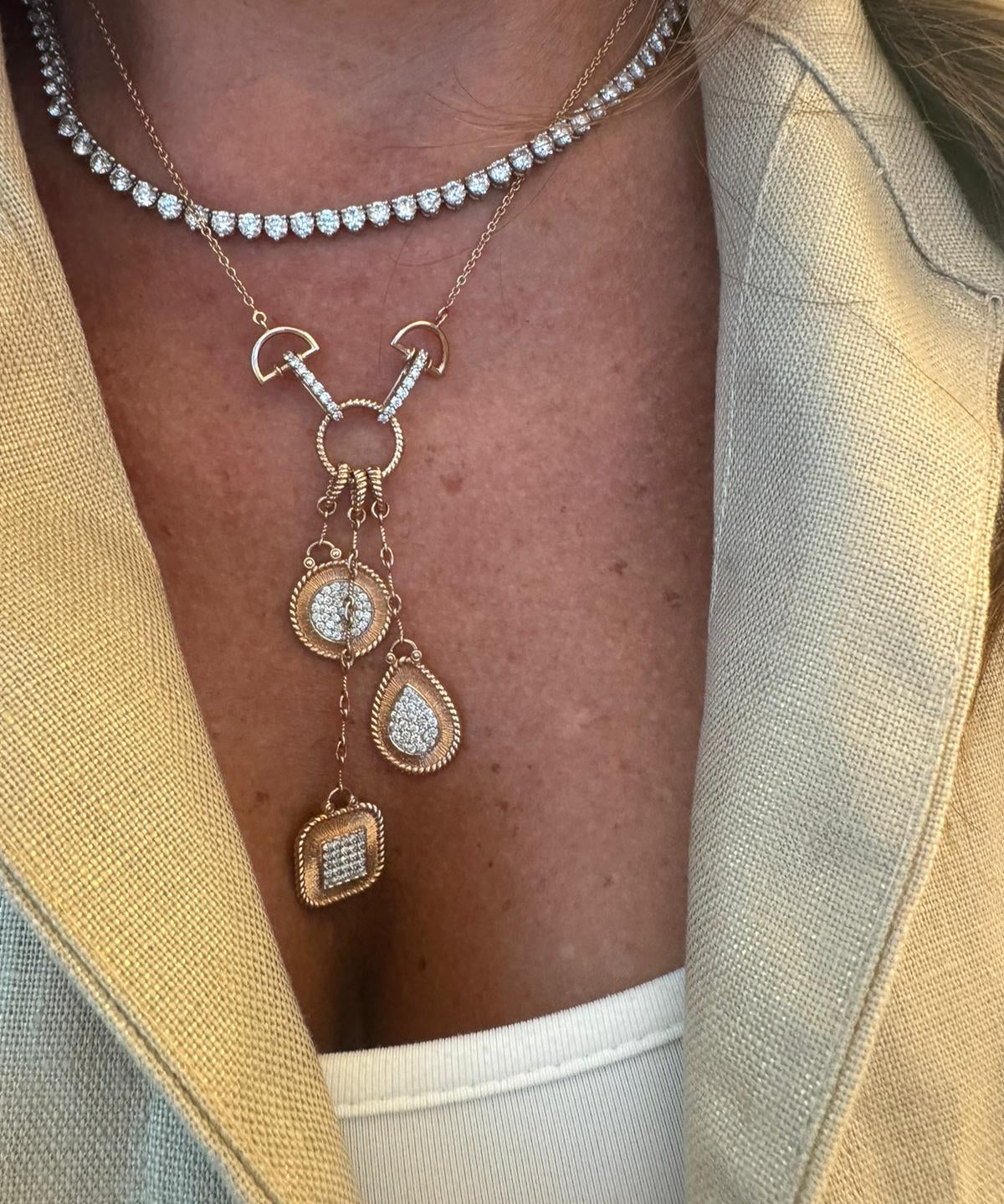 1.21ct Diamond 14K Gold Multi Pendant Necklace