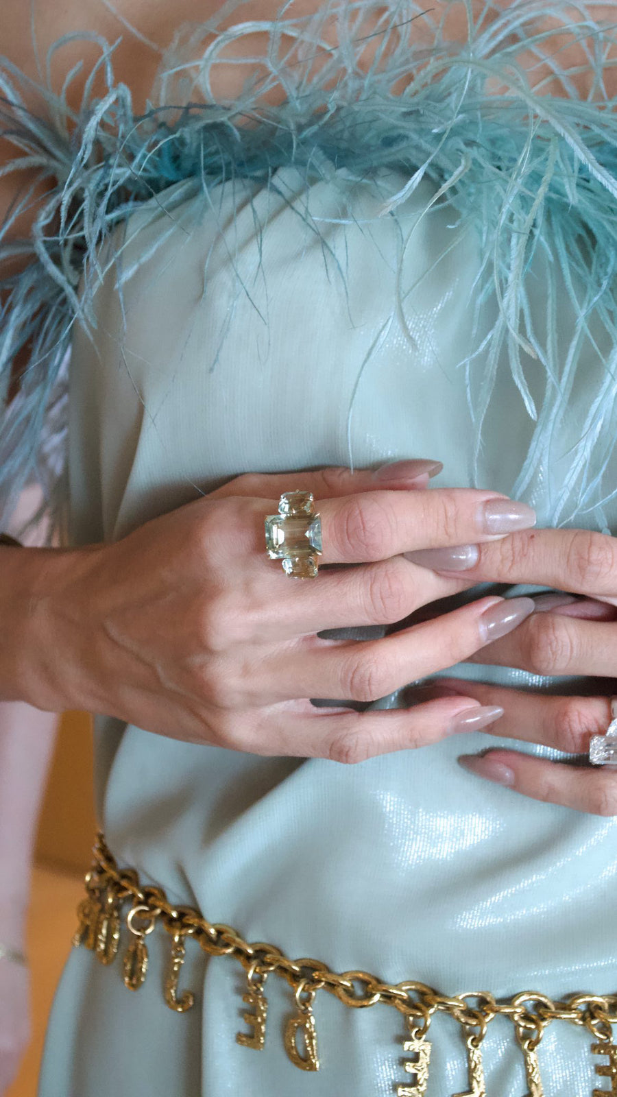 6.22ct Green Amethyst Tanzanite 18K Gold Ring