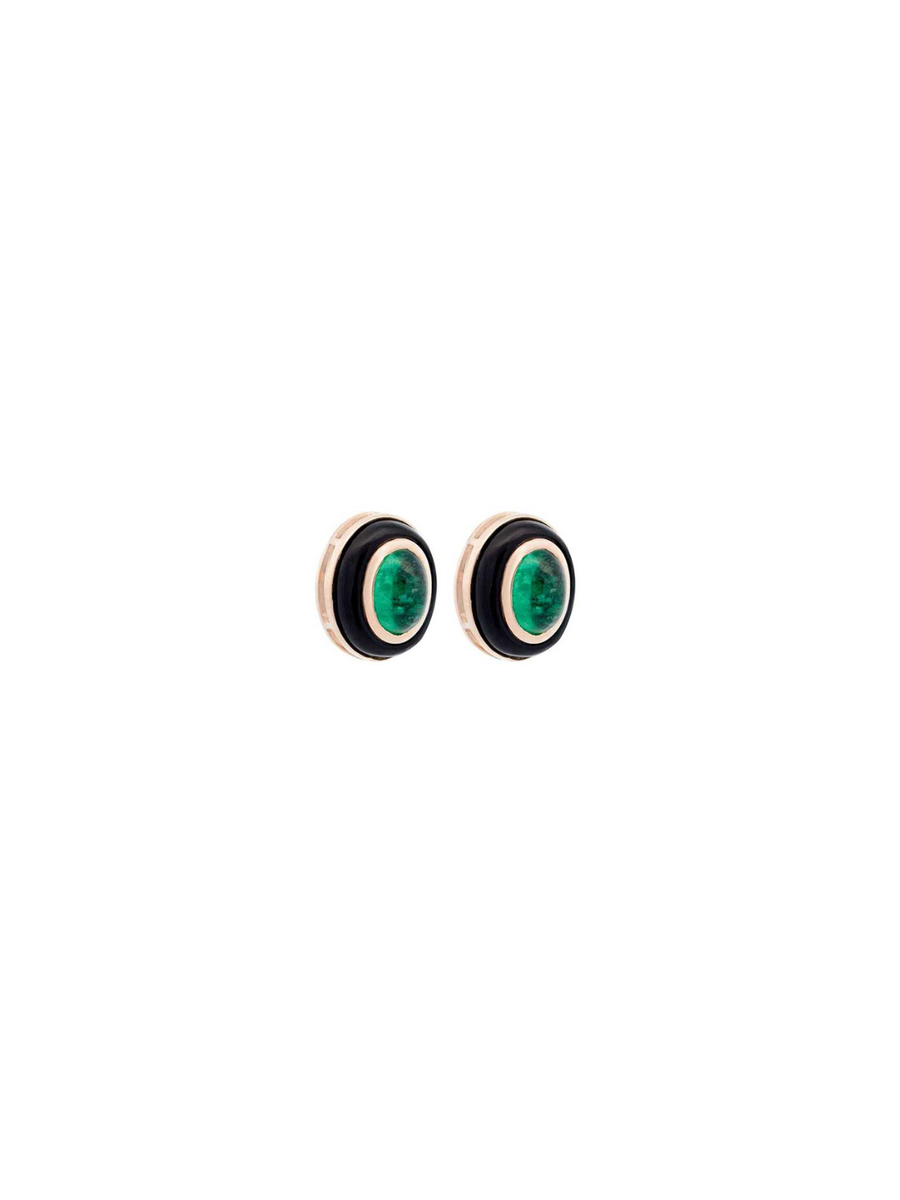1.40ct Emerald Onyx 14K Gold Stud Earrings