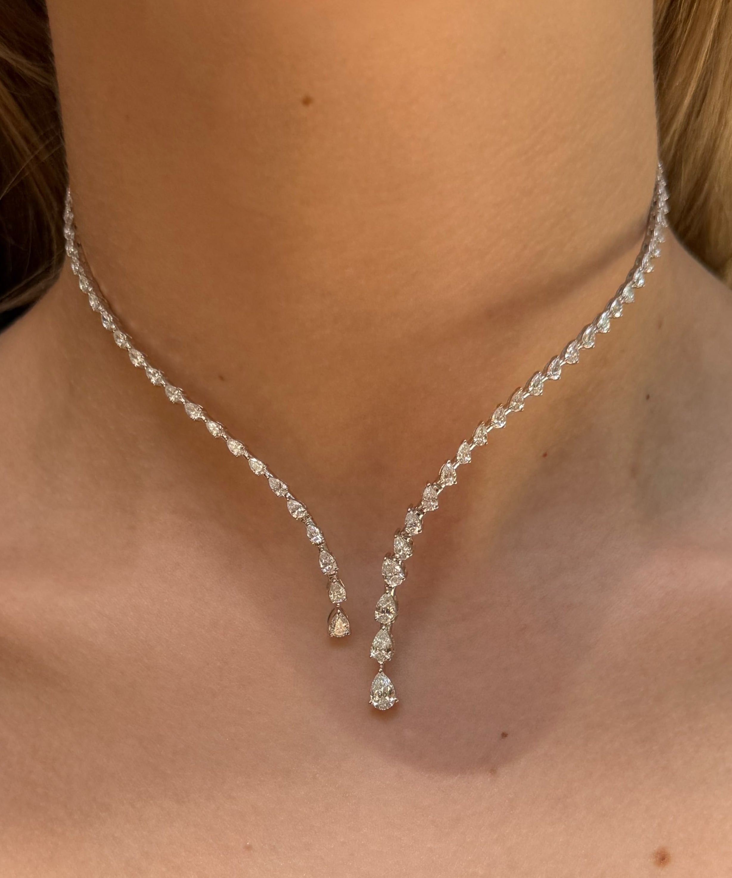 5.87ct Diamond 18K Gold Bolo Tennis Necklace