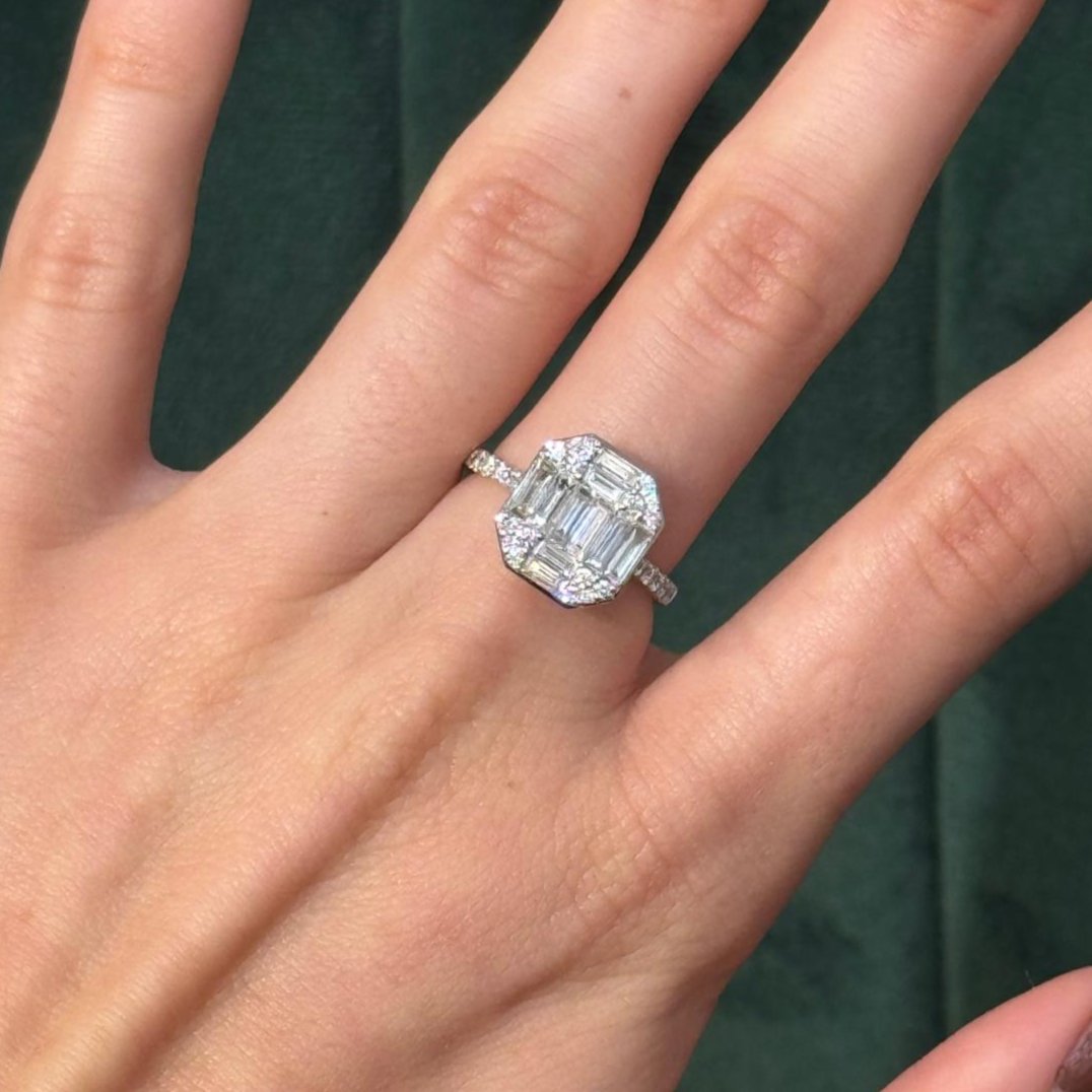 1.18ct Diamond 18K Gold Illusion Statement Ring