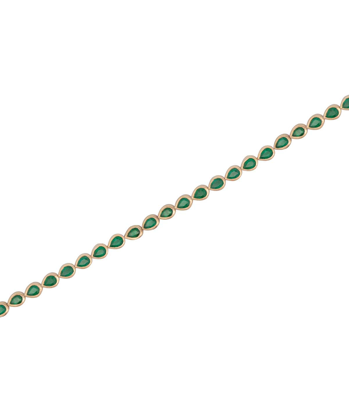 4.41ct Emerald 18K Gold Pear Cut Bezel Tennis Bracelet