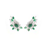 3.56ct Emerald Diamond 18K Gold Fireworks Climber Earrings
