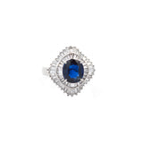 3.01ct Diamond Thailand Sapphire Platinum Ballerina Cocktail Ring