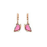 4.75ct Diamond Tourmaline 14K Gold Butterfly Dangle Drop Earrings