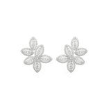 2.04ct Diamond 18K Gold Cluster Leaf Earrings