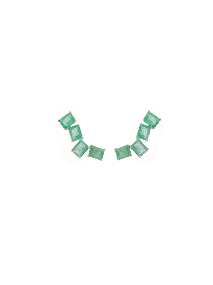 3.30ct Emerald 18K Gold Climber Earrings