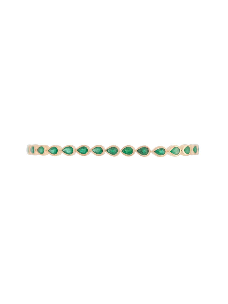 4.41ct Emerald 18K Gold Pear Cut Bezel Tennis Bracelet