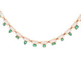 17.84ct Emerald Mother Of Pearl 14K Gold Link Necklace