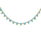 17.32ct Turquoise Emerald 14K Gold Link Necklace