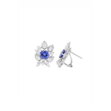7.86ct Diamond Tanzanite 18K Gold Flower Earrings